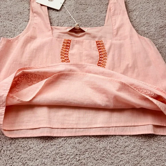 Anna Cate Cotton Embroidered Shorts Set Peach NWT Resort Size Medium - Picture 7 of 13